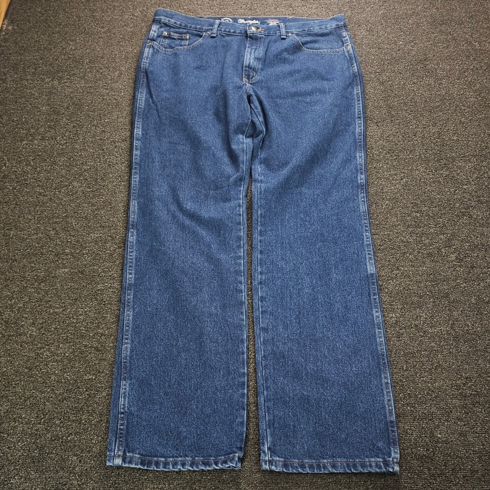 VTG Wrangler Thurman Jeans Mens 42x33 Classic Regular Fit‎ Blue Denim Straight